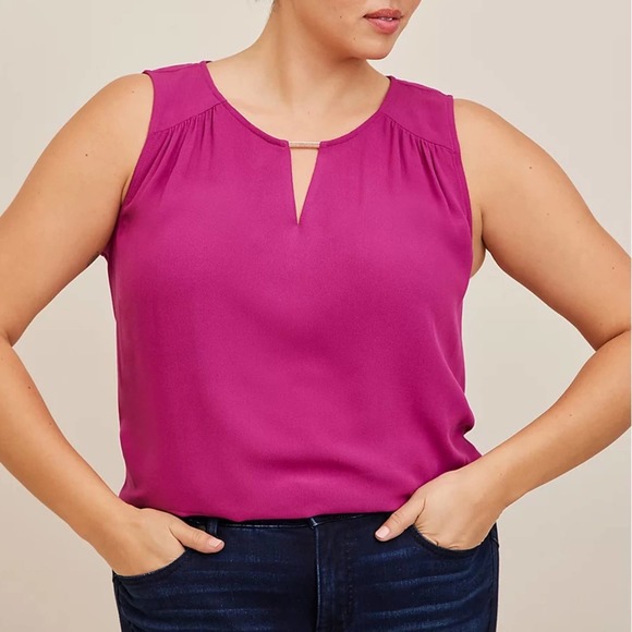 torrid Tops - Torrid Boysenberry Rayon Crepe Metal Keyhole Tank 2X NWT 17195681